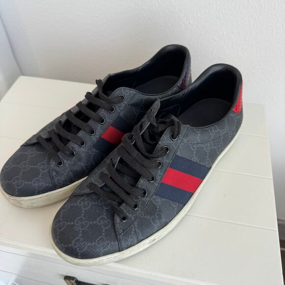 Gucci Ace GG Supreme Monogram Sneakers Python Trim Men’s Size 11.5 main image 6